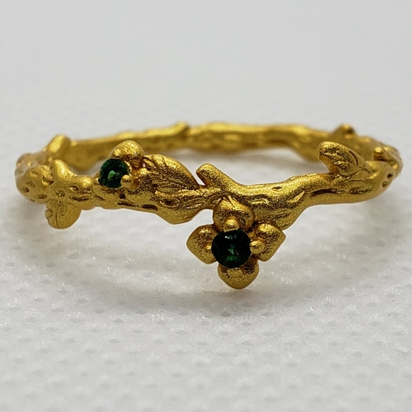 925 Sterling Silver Plant Leaf Flowers Branch 18k - Picture 6 of 8